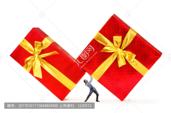 商人與白色禮品盒
