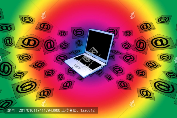 3D電子郵件Laptop,Rainbow