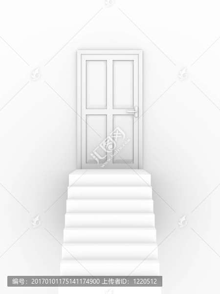 關(guān)閉的門，樓梯
