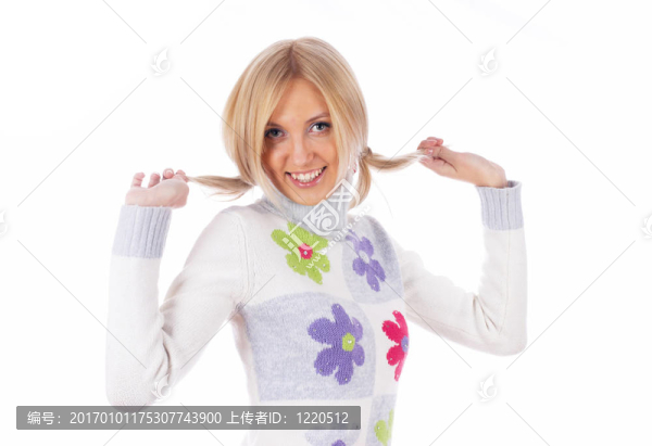 漂亮的女人手在頭發(fā)