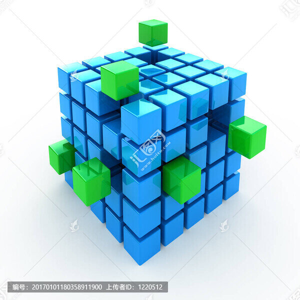魔方拼圖3D概念背景白色隔離