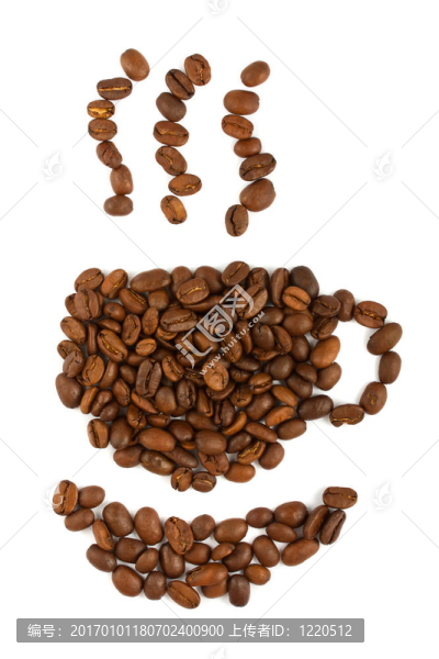 一杯咖啡豆排列