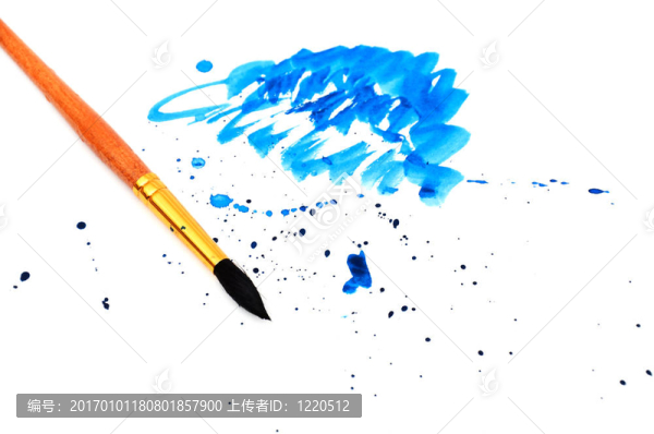 畫筆與藍(lán)色油漆中風(fēng)和堅(jiān)持