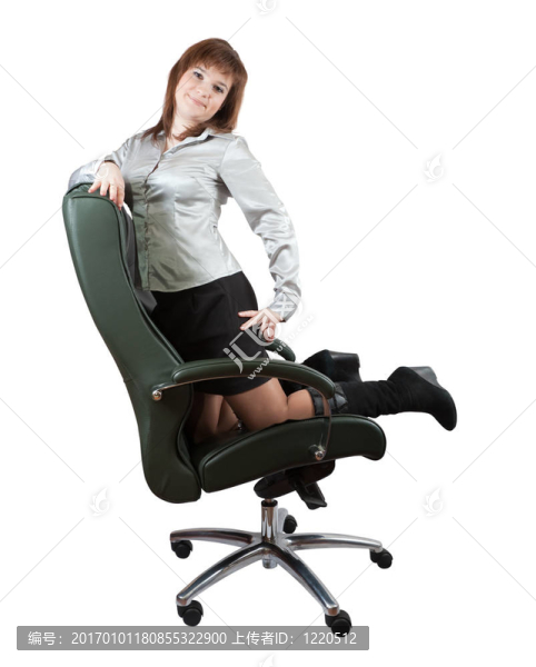 女人跪在豪華辦公armchai