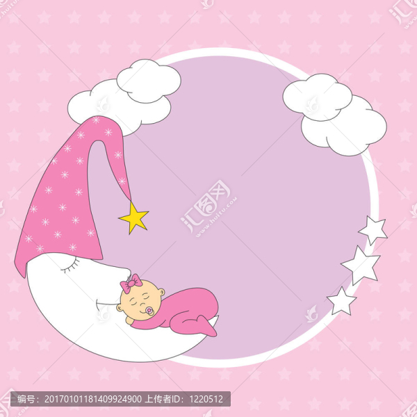 睡在月亮上的小女孩