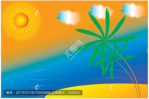 夏日沙灘與棕櫚樹夏日沙灘