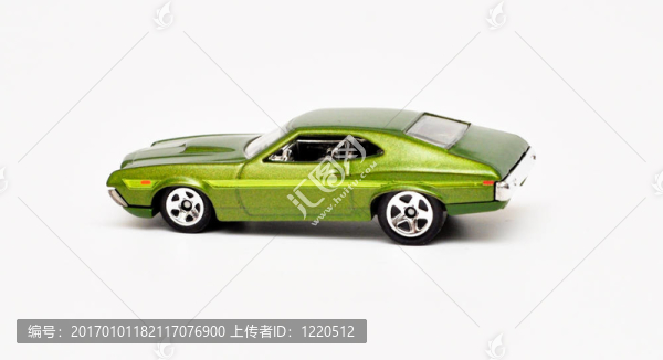 白色的綠色金屬玩具車