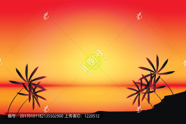 熱帶海灘的日落