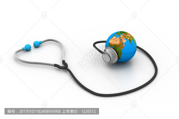 地球儀和聽診器