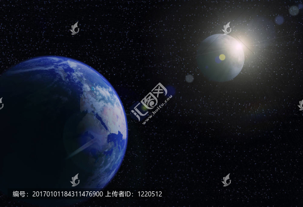 行星地球；月亮和太陽?？臻g的日出