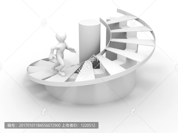 樓梯上的男人。3D是否成功