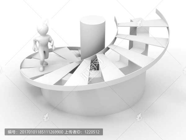 樓梯上的男人。3D是否成功