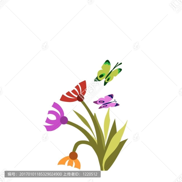 春天的花和蝴蝶-,1
