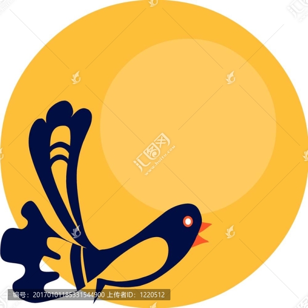 黃太陽背景下的藍(lán)鳥圖