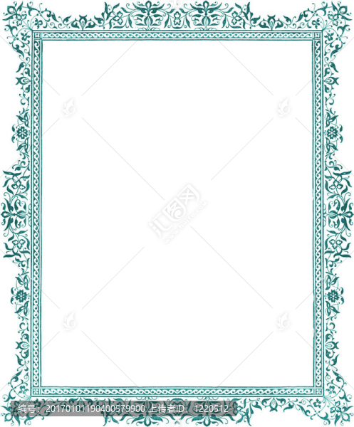 仿古綠色植物；裝飾邊框