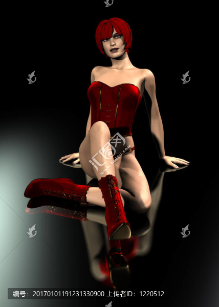 現(xiàn)實(shí)的3D女人穿著紅色的裙子-匯圖網(wǎng) www.fosd68.com 現(xiàn)實(shí)的3D女人穿著紅色的裙子