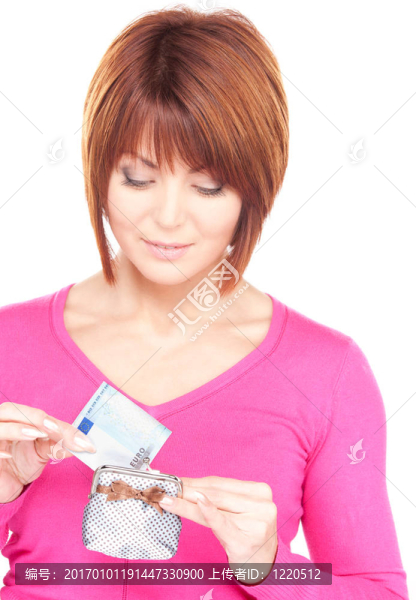 可愛的女人錢包和錢