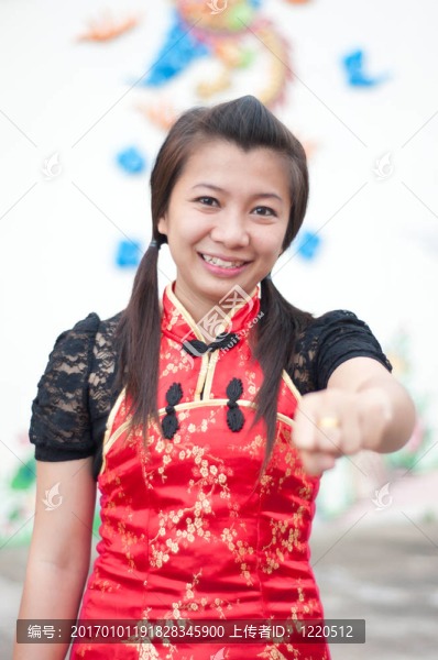 新年快樂-美麗的亞洲女人