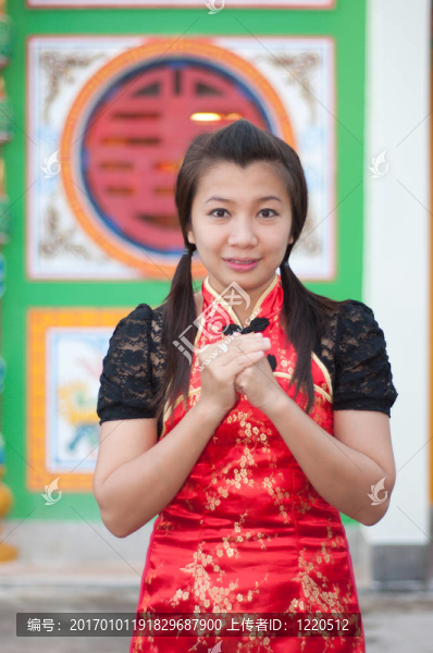 新年快樂-美麗的亞洲女人