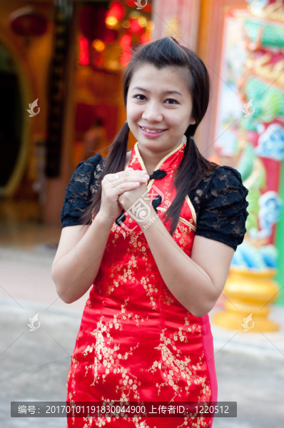 新年快樂-美麗的亞洲女人