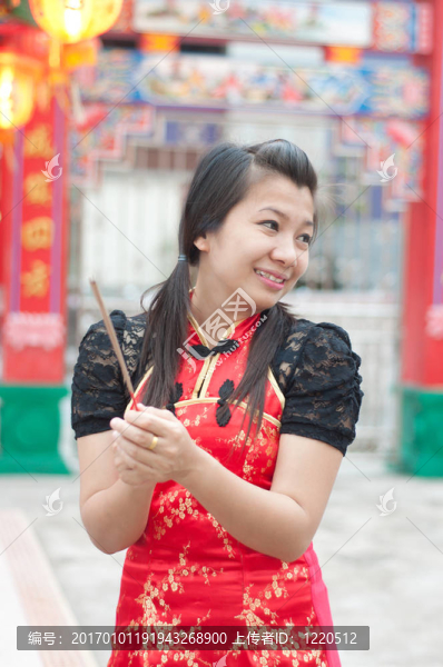 新年快樂-美麗的亞洲女人