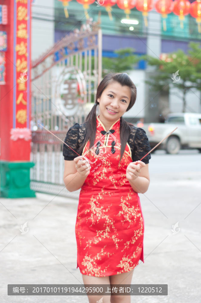 新年快樂-美麗的亞洲女人