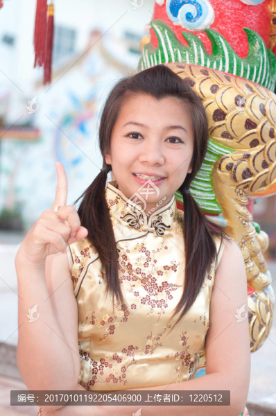 新年快樂-美麗的亞洲女人