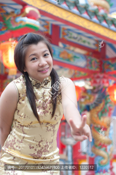 新年快樂-美麗的亞洲女人