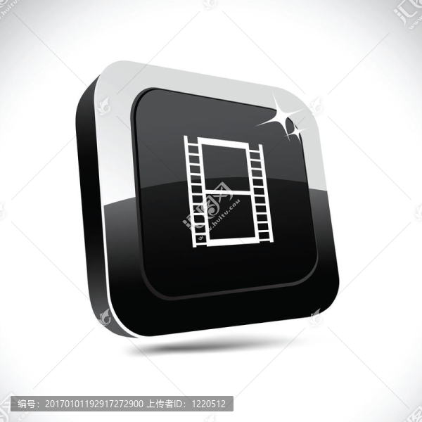 影院3D方形按鈕。