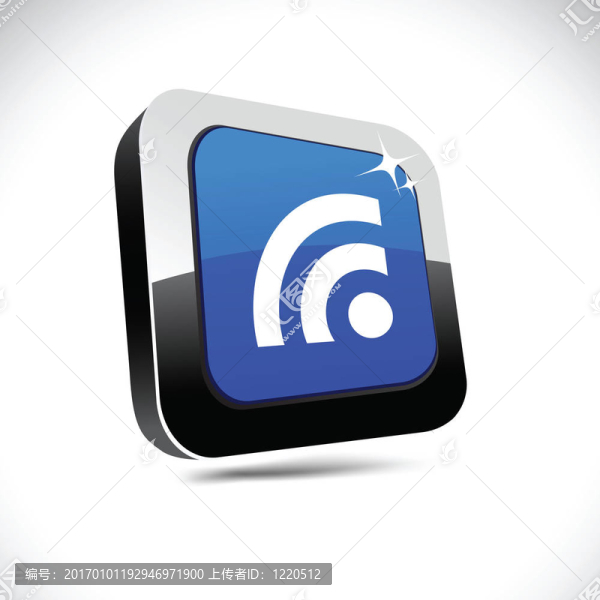 RSS三維方形按鈕。