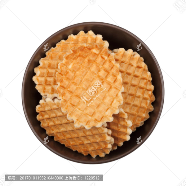 在碗里的華夫餅；俯視圖