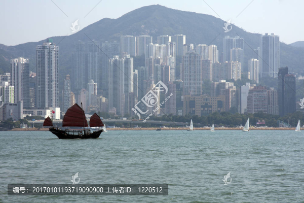 在香港維多利亞港的垃圾