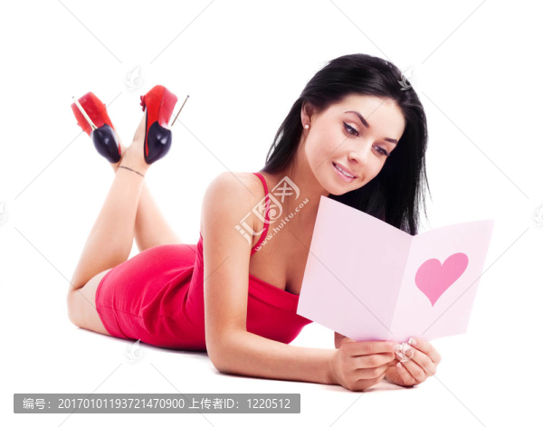 帶著卡片的女人