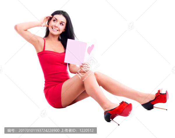 帶著卡片的女人