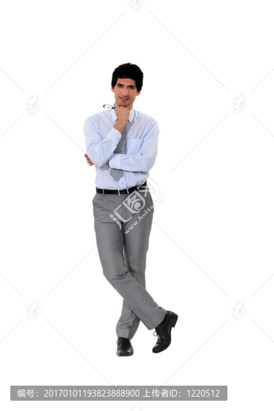 站在拳頭上的年輕商人