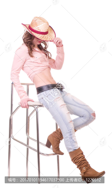 漂亮女孩配牛仔帽