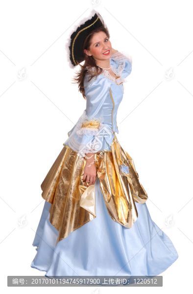 侯爵夫人的服裝和帽子的女人。