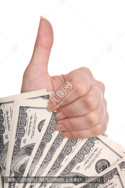 女性手中的貨幣美元。