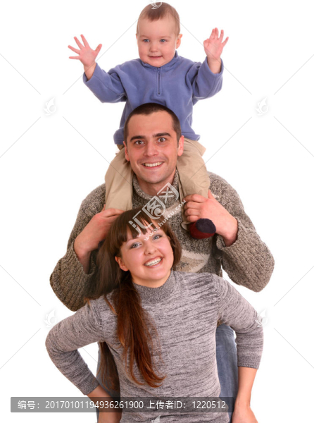 母親；父親和小兒子。