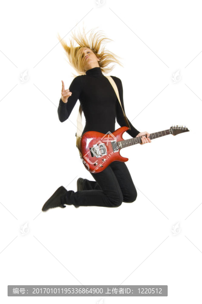 熱情的女人的吉他手