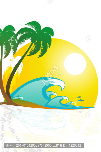 棕櫚樹與海灘的熱帶景觀