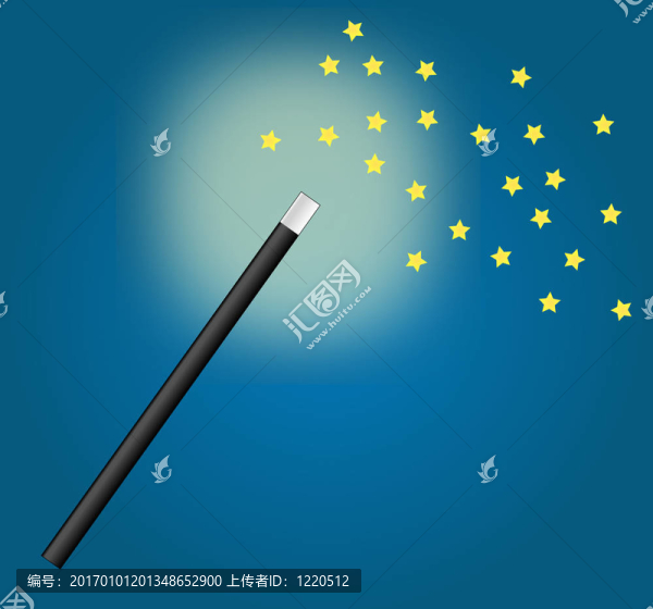 藍色背景上的魔杖和星星