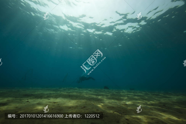 潛水員和海洋