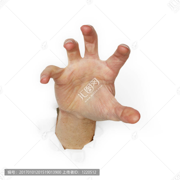 貪婪的手孤立在白色