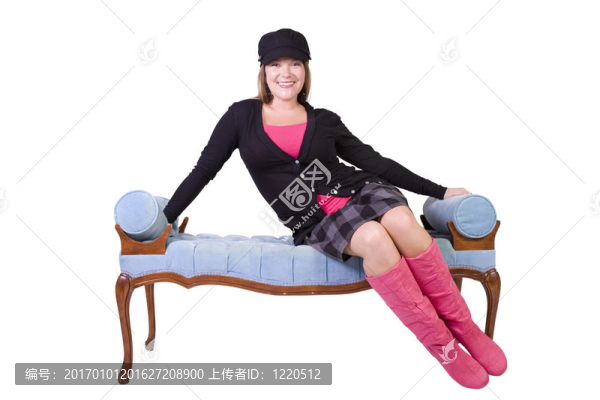 性感模特穿著時(shí)尚裝配帽子和長靴
