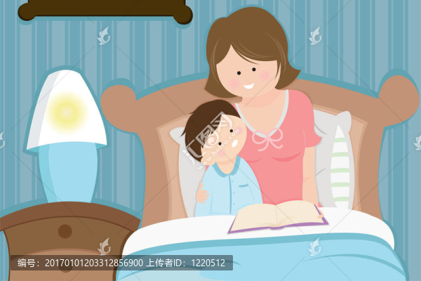 母子閱讀睡前故事