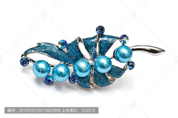 美麗的藍(lán)色胸針白色隔離