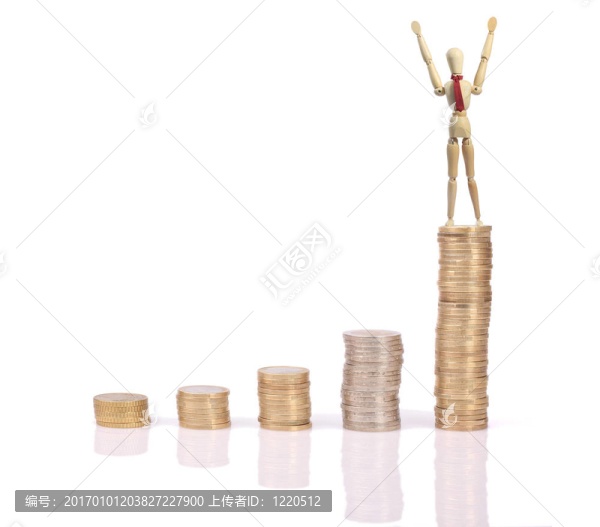 象征增長的硬幣柱；
