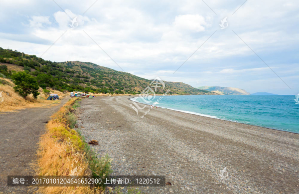 海洋海岸的家庭和營地