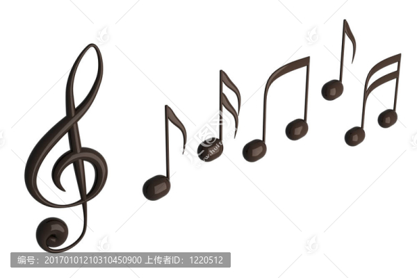 音符三維渲染孤立白色